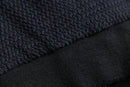 leather × knit geometric patterns blouson