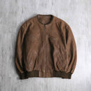 brown nubuck leather bomber jacket