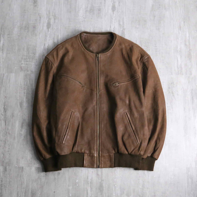 brown nubuck leather bomber jacket