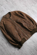brown nubuck leather bomber jacket