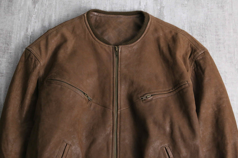 brown nubuck leather bomber jacket