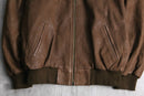 brown nubuck leather bomber jacket