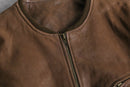 brown nubuck leather bomber jacket