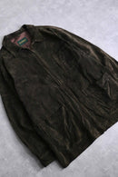 deep brown suede leather middle jacket