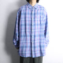 oversized cool tone check linen blend shirt