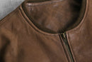 brown nubuck leather bomber jacket