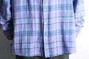 oversized cool tone check linen blend shirt
