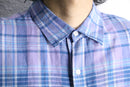 oversized cool tone check linen blend shirt
