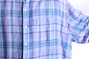 oversized cool tone check linen blend shirt