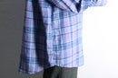 oversized cool tone check linen blend shirt