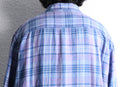 oversized cool tone check linen blend shirt