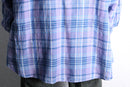 oversized cool tone check linen blend shirt