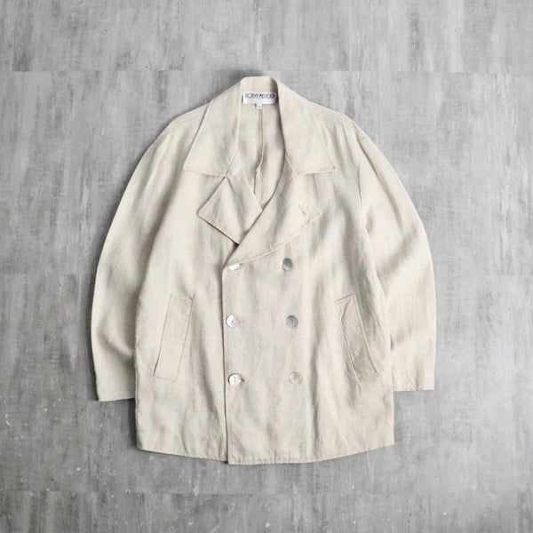ジャケット・アウター HEAVY LINEN DOUBLE JACKET BEIGE beige linen double breasted jacket
