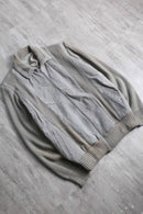 suede × knit zip-up jacket