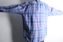 oversized cool tone check linen blend shirt