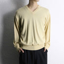 “TRUSSARDI” yellow beige V-neck knit