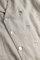 beige linen double breasted jacket