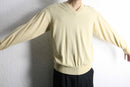 “TRUSSARDI” yellow beige V-neck knit