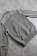 suede × knit zip-up jacket