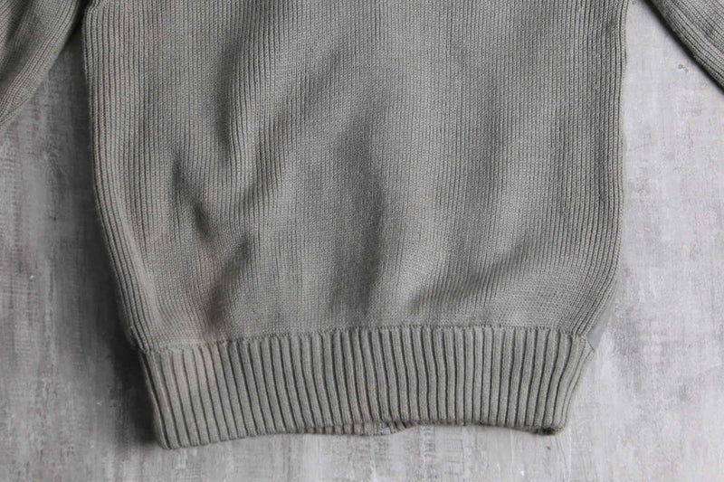 suede × knit zip-up jacket