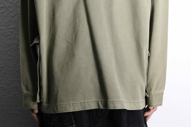 lace up&back tuck design khaki hoodie