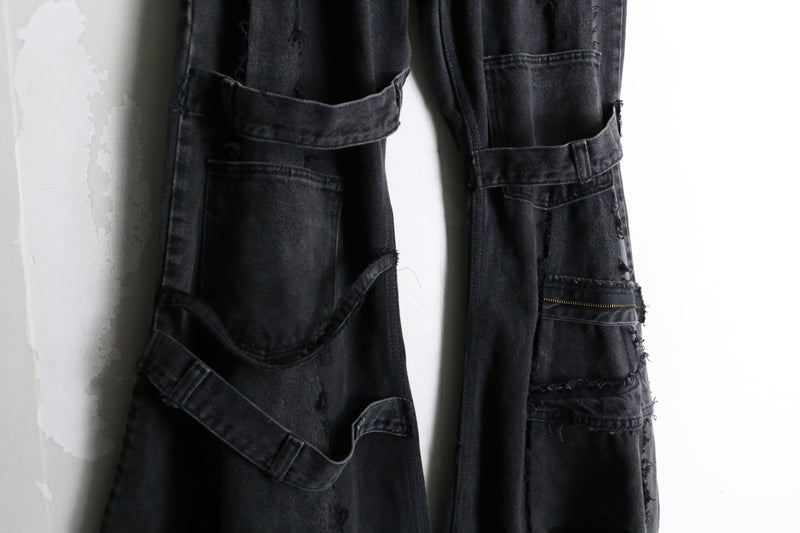 "Re:make" super flare black denim pants