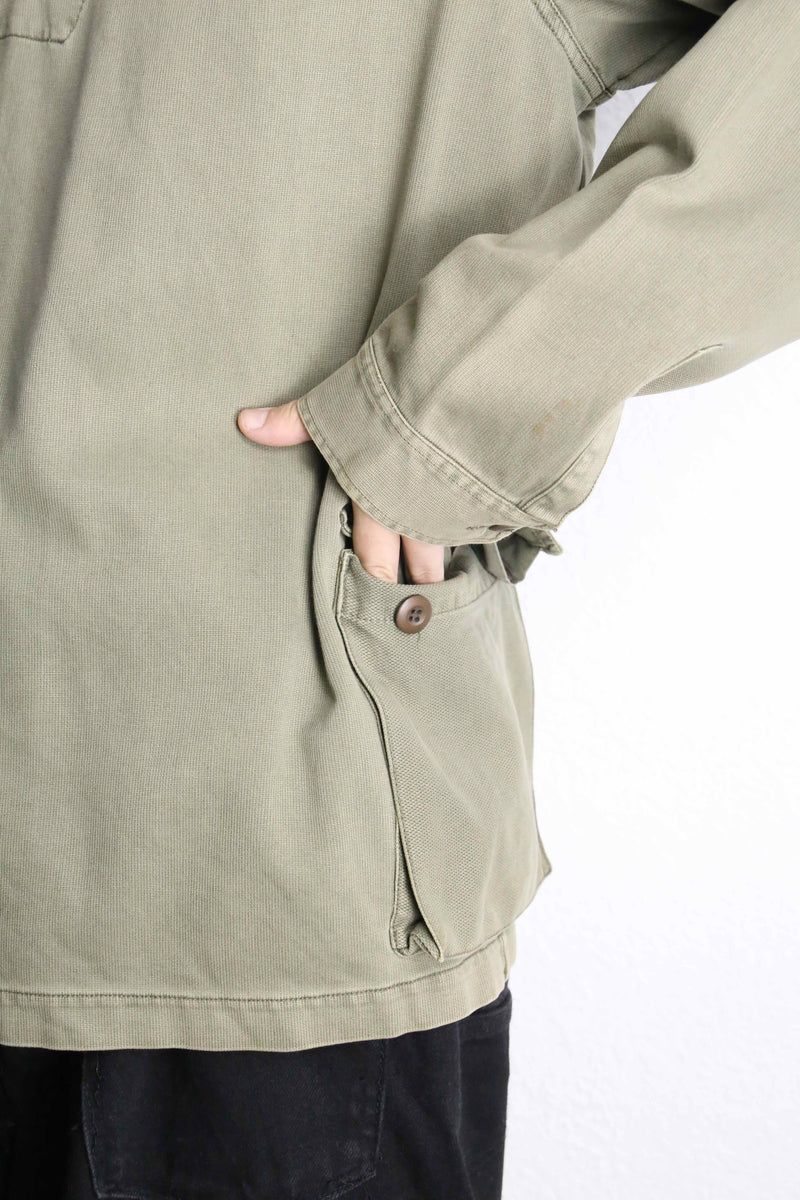 lace up&back tuck design khaki hoodie