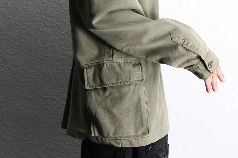 lace up&back tuck design khaki hoodie