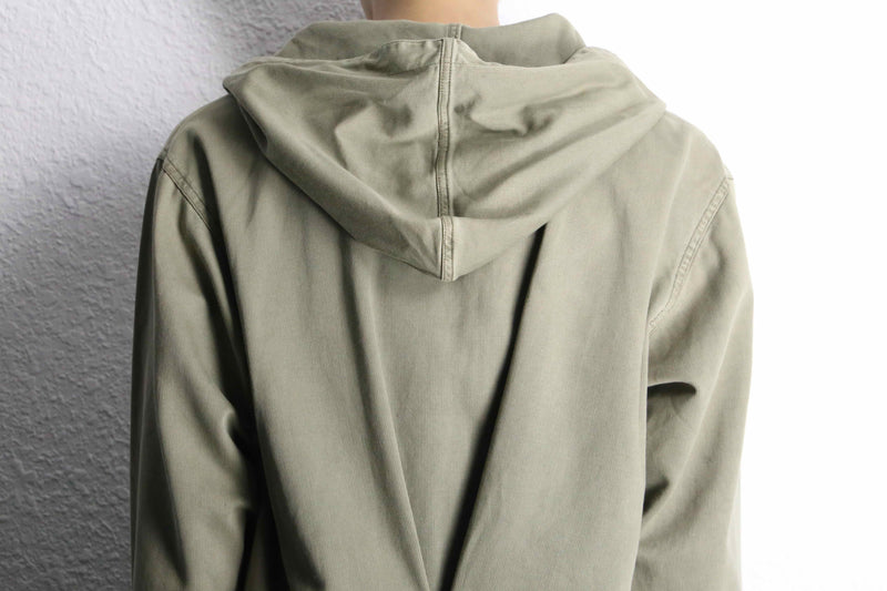 lace up&back tuck design khaki hoodie