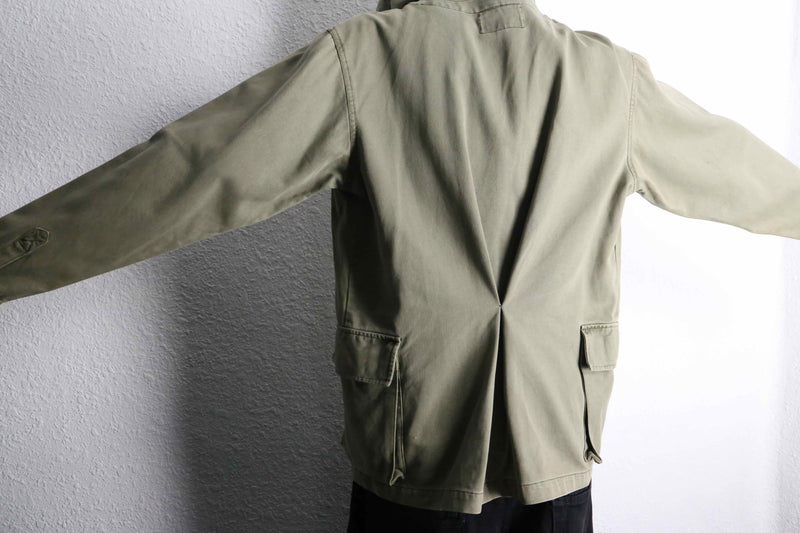 lace up&back tuck design khaki hoodie
