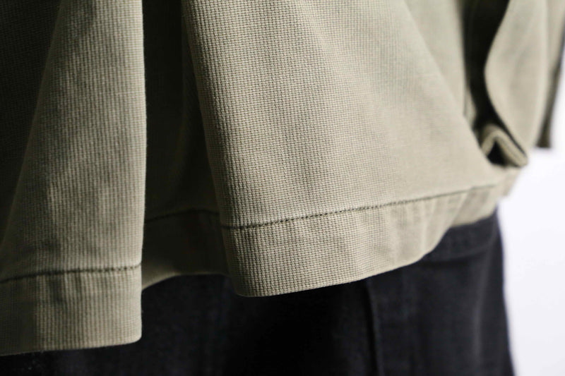 lace up&back tuck design khaki hoodie