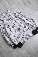 monotone botanical pattern deformation  shirt jacket