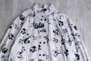 monotone botanical pattern deformation  shirt jacket