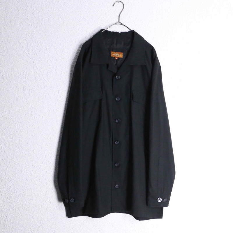 black shadow stripe middle shirt jacket