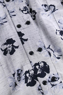 monotone botanical pattern deformation  shirt jacket