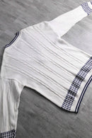 white color v neck cotton knit