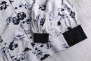 monotone botanical pattern deformation  shirt jacket