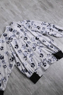 monotone botanical pattern deformation  shirt jacket