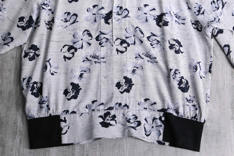 monotone botanical pattern deformation  shirt jacket