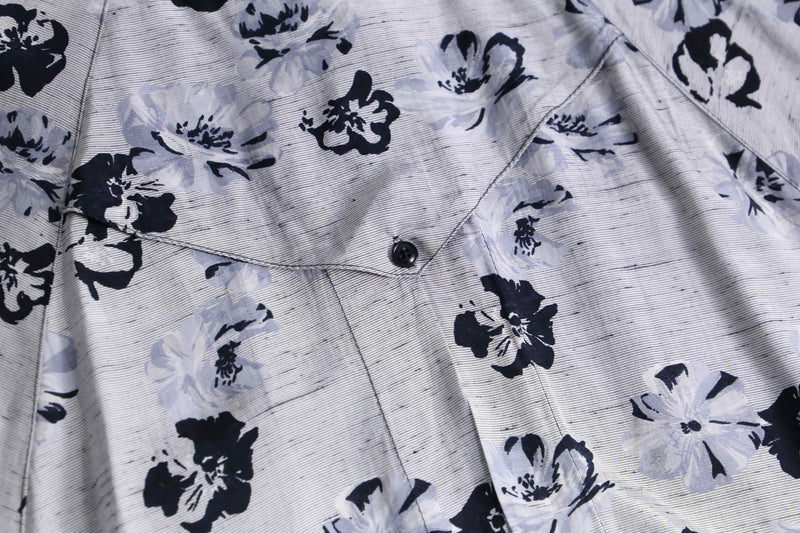 monotone botanical pattern deformation  shirt jacket