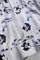 monotone botanical pattern deformation  shirt jacket