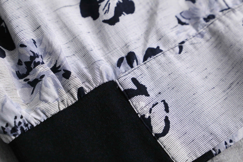 monotone botanical pattern deformation  shirt jacket