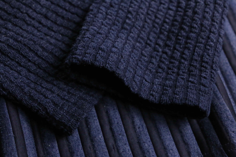 purple navy color harf zip knit