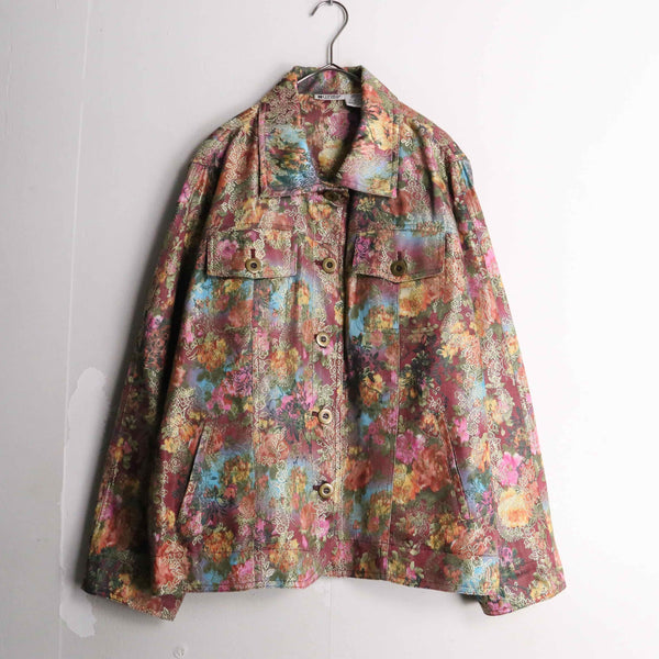 arabesque & botanical pattern jacquard  tracker jacket