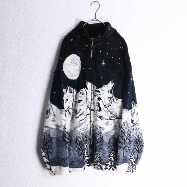 animal pattern boa jacket : wolf