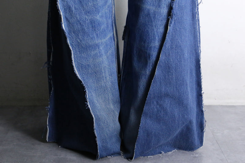 “Re:make” patchwork design super flare denim pants