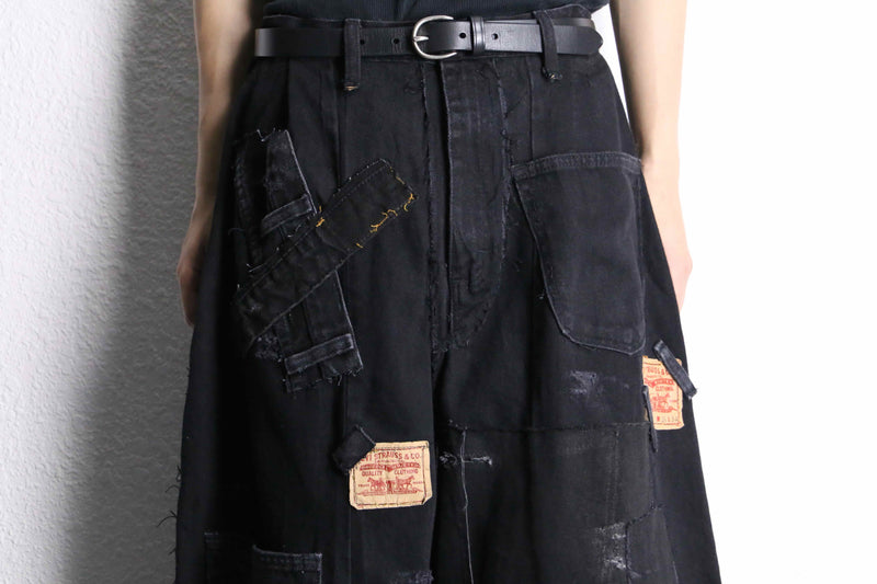 Remake” extra buggy black denim pants
