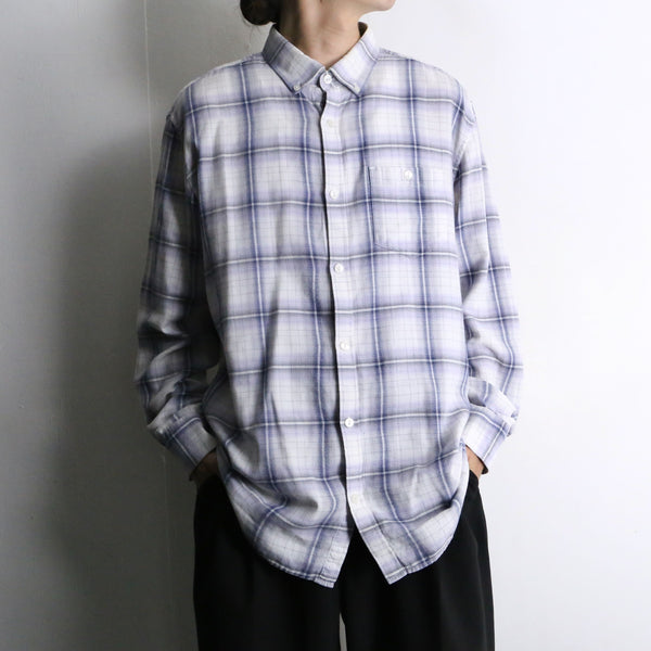 “CK” white×blue check cotton shirt