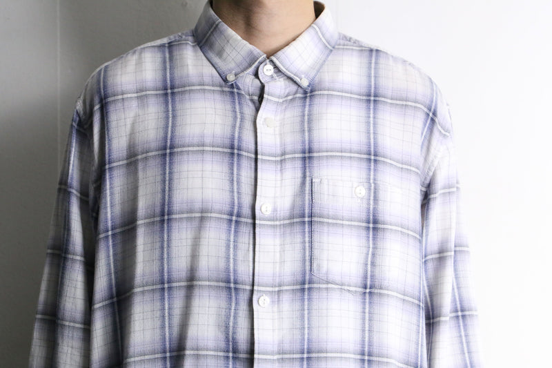 “CK” white×blue check cotton shirt