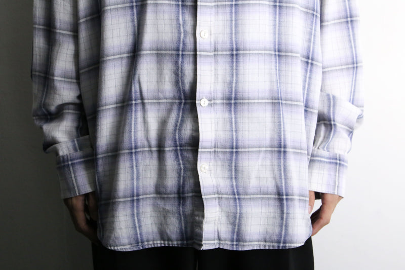 “CK” white×blue check cotton shirt